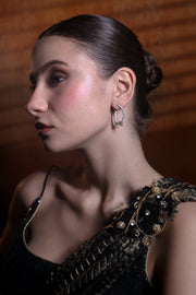 White & Yellow Gold Floral Diamond Hoop Earrings – Elegant Drop Style | JewelVerra