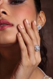 White Gold Mandala Diamond Ring – Geometric Floral Design | JewelVerra