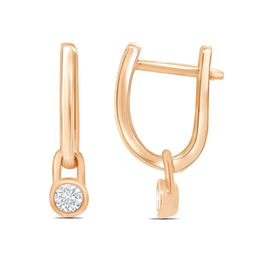 Bezel Set Diamond Hanging Hoops