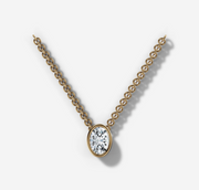 Bezel Set Oval Diamond Necklace | Jewelverra