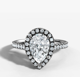 French Pave Halo Pear Diamond Ring | Jewelverra