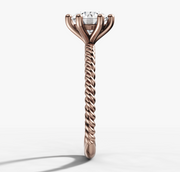 Rope Solitaire Engagement Ring with Round Brilliant Cut Diamond