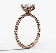 Rope Solitaire Engagement Ring with Round Brilliant Cut Diamond