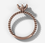 Rope Solitaire Engagement Ring with Round Brilliant Cut Diamond