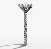 Rope Solitaire Engagement Ring with Round Brilliant Cut Diamond