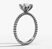 Rope Solitaire Engagement Ring with Round Brilliant Cut Diamond