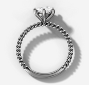 Rope Solitaire Engagement Ring with Round Brilliant Cut Diamond