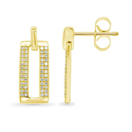 Rectangle Diamond Drop Stud Earrings