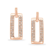 Rectangle Diamond Drop Stud Earrings