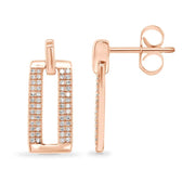 Rectangle Diamond Drop Stud Earrings