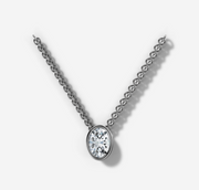 Bezel Set Oval Diamond Necklace | Jewelverra