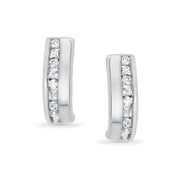 Channel Set Mixed Diamond Drop Earrings