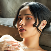 White Gold Diamond Earrings for Women – Fan Shape Studs with Sparkling Stones | JewelVerra