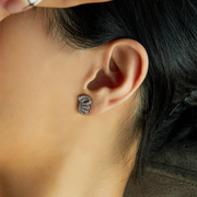 White Gold Diamond Earrings for Women – Fan Shape Studs with Sparkling Stones | JewelVerra