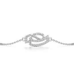 Modern Infinity Bracelet in White Gold with Diamonds | JewelVerra
