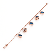 Rose Gold Evil Eye Charm Bracelet – Blue Teardrop Protection Jewelry | JewelVerra
