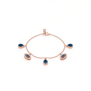 Rose Gold Evil Eye Charm Bracelet – Blue Teardrop Protection Jewelry | JewelVerra