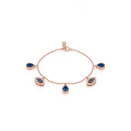 Rose Gold Evil Eye Charm Bracelet – Blue Teardrop Protection Jewelry | JewelVerra