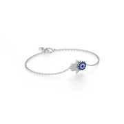 Silver Evil Eye Hamsa Bracelet – Blue Stone Protection Jewelry | JewelVerra