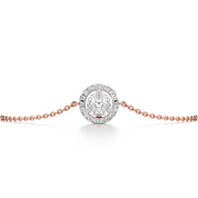 Round Halo Diamond Bracelet in Yellow Gold – Classic Circle Charm | JewelVerra