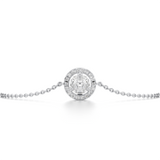 Round Halo Diamond Bracelet in Yellow Gold – Classic Circle Charm | JewelVerra