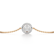Round Halo Diamond Bracelet in Yellow Gold – Classic Circle Charm | JewelVerra