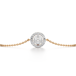 Round Halo Diamond Bracelet in Yellow Gold – Classic Circle Charm | JewelVerra