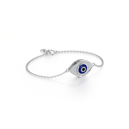 Evil Eye Diamond Bracelet in White Gold | Protection Jewelry | JewelVerra