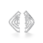 White Gold Geometric Diamond Earrings – Bold & Modern Sparkle | JewelVerra
