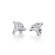 Elegant White Gold Curved Diamond Earrings for Women – Modern Studs with Brilliant Sparkle | JewelVerra