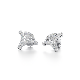 Elegant White Gold Curved Diamond Earrings for Women – Modern Studs with Brilliant Sparkle | JewelVerra