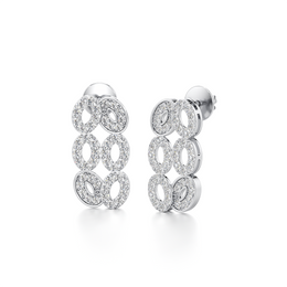 White Gold Multi-Loop Diamond Earrings – Statement Studs for Modern Glam | JewelVerra