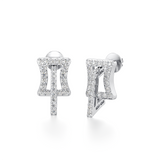Modern White Gold Diamond Earrings for Women – Abstract Shape Statement Studs | JewelVerra