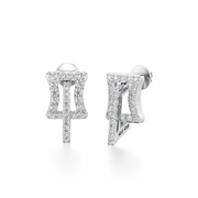 Modern White Gold Diamond Earrings for Women – Abstract Shape Statement Studs | JewelVerra