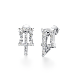Modern White Gold Diamond Earrings for Women – Abstract Shape Statement Studs | JewelVerra