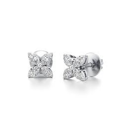 Floral Diamond Stud Earrings for Women – White Gold Finish | Elegant Lab-Grown Jewelry by JewelVerra