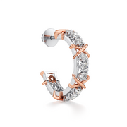 Diamond Hoop Earrings for Women – Gold X-Prong Setting – Unique Dual-Tone Design | JewelVerra Lab-Grown Diamonds