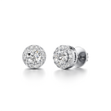 Diamond Halo Stud Earrings for Women – White Gold Finish | Brilliant Lab-Grown Diamond Jewelry by JewelVerra
