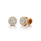 Diamond Halo Stud Earrings for Women – White Gold Finish | Brilliant Lab-Grown Diamond Jewelry by JewelVerra