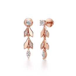 Rose Gold Leaf Drop Earrings – Elegant Nature-Inspired Sparkle | JewelVerra