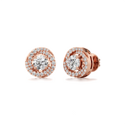 White Gold Halo Diamond Stud Earrings for Women – Timeless Round-Cut Luxury | JewelVerra