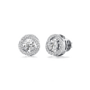 White Gold Halo Diamond Stud Earrings for Women – Timeless Round-Cut Luxury | JewelVerra