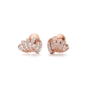 White Gold Diamond Earrings for Women – Fan Shape Studs with Sparkling Stones | JewelVerra