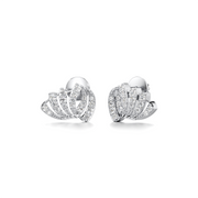 White Gold Diamond Earrings for Women – Fan Shape Studs with Sparkling Stones | JewelVerra