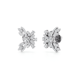 White Gold Floral Diamond Earrings – Blossom-Inspired Sparkle Studs | JewelVerra