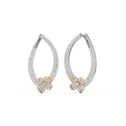 White & Yellow Gold Floral Diamond Hoop Earrings – Elegant Drop Style | JewelVerra