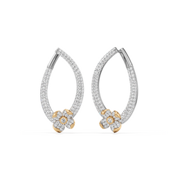 White & Yellow Gold Floral Diamond Hoop Earrings – Elegant Drop Style | JewelVerra