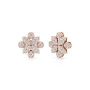 Floral Diamond Stud Earrings in Yellow Gold – Elegant Everyday Sparkle | JewelVerra