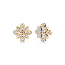 Floral Diamond Stud Earrings in Yellow Gold – Elegant Everyday Sparkle | JewelVerra