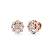 Hexagon Diamond Stud Earrings in Yellow Gold – Bold & Beautiful Sparkle | JewelVerra